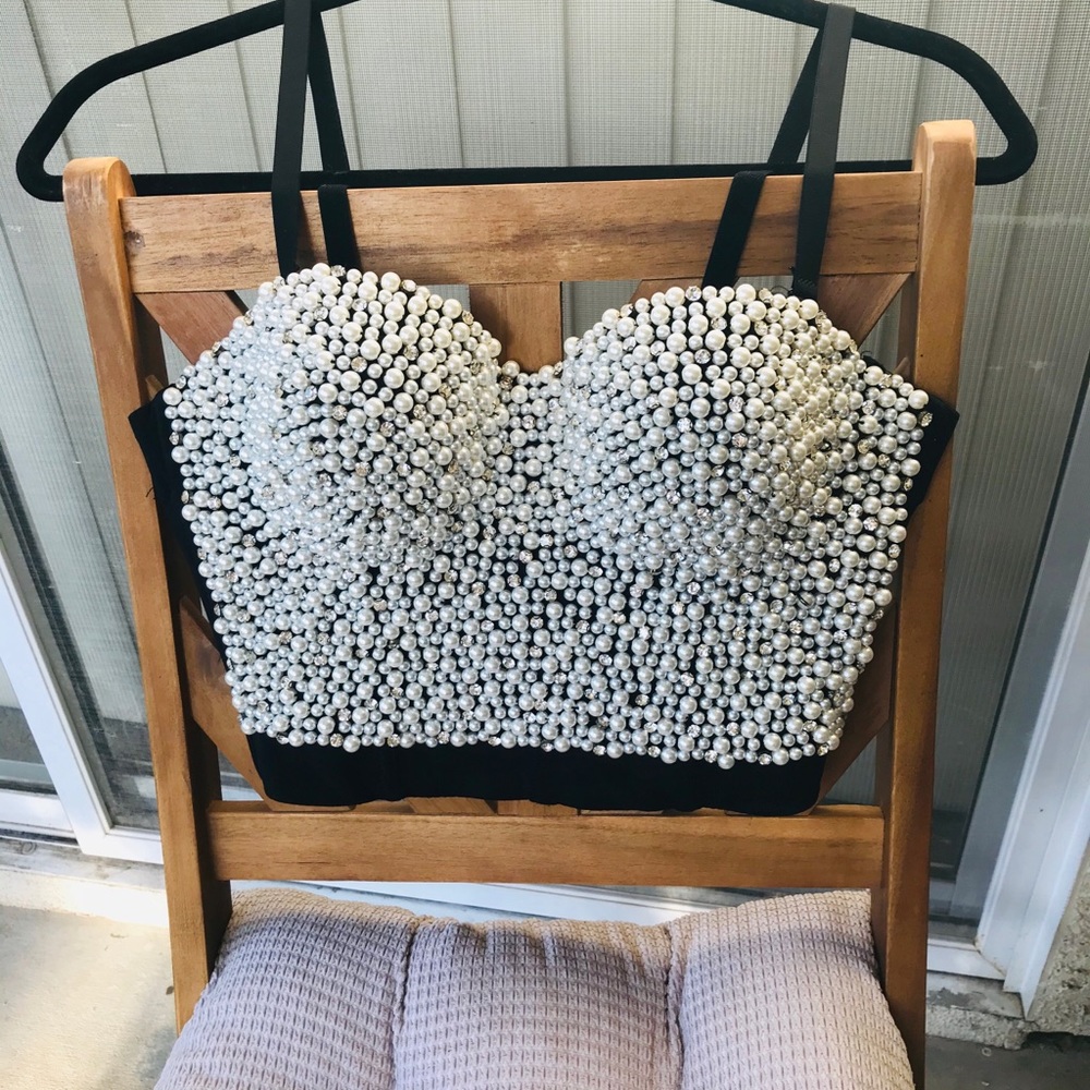 Pearl and Crystal beaded bralette